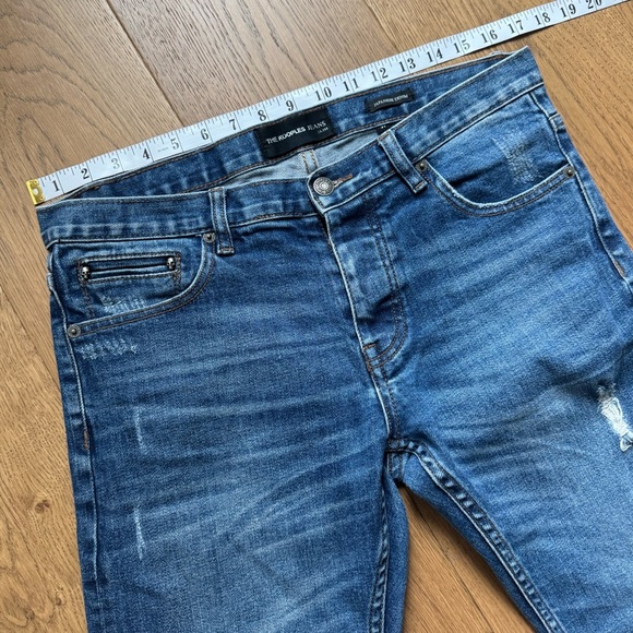 The Kooples Men’s Slim Fit Jeans - Size 31 - Medium Blue Distressed Button Fly - Picture 3 of 10